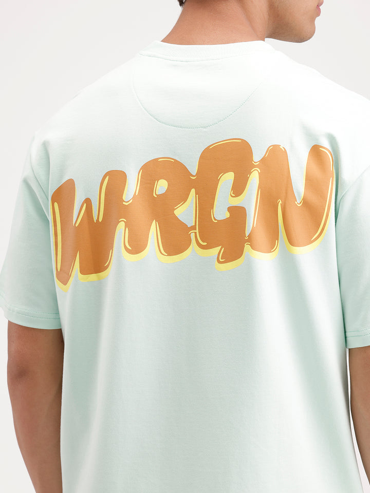 Oversized Back Printed T-Shirt  | Light Blue