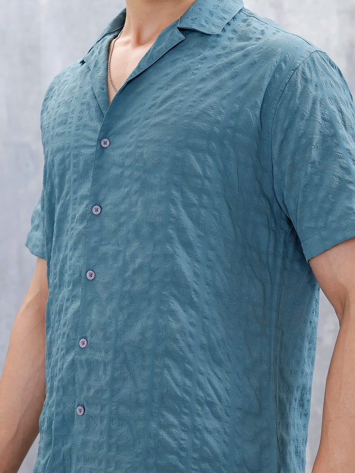 Wrogn Mens Casual Textured Comfort Fit Shirt | Green