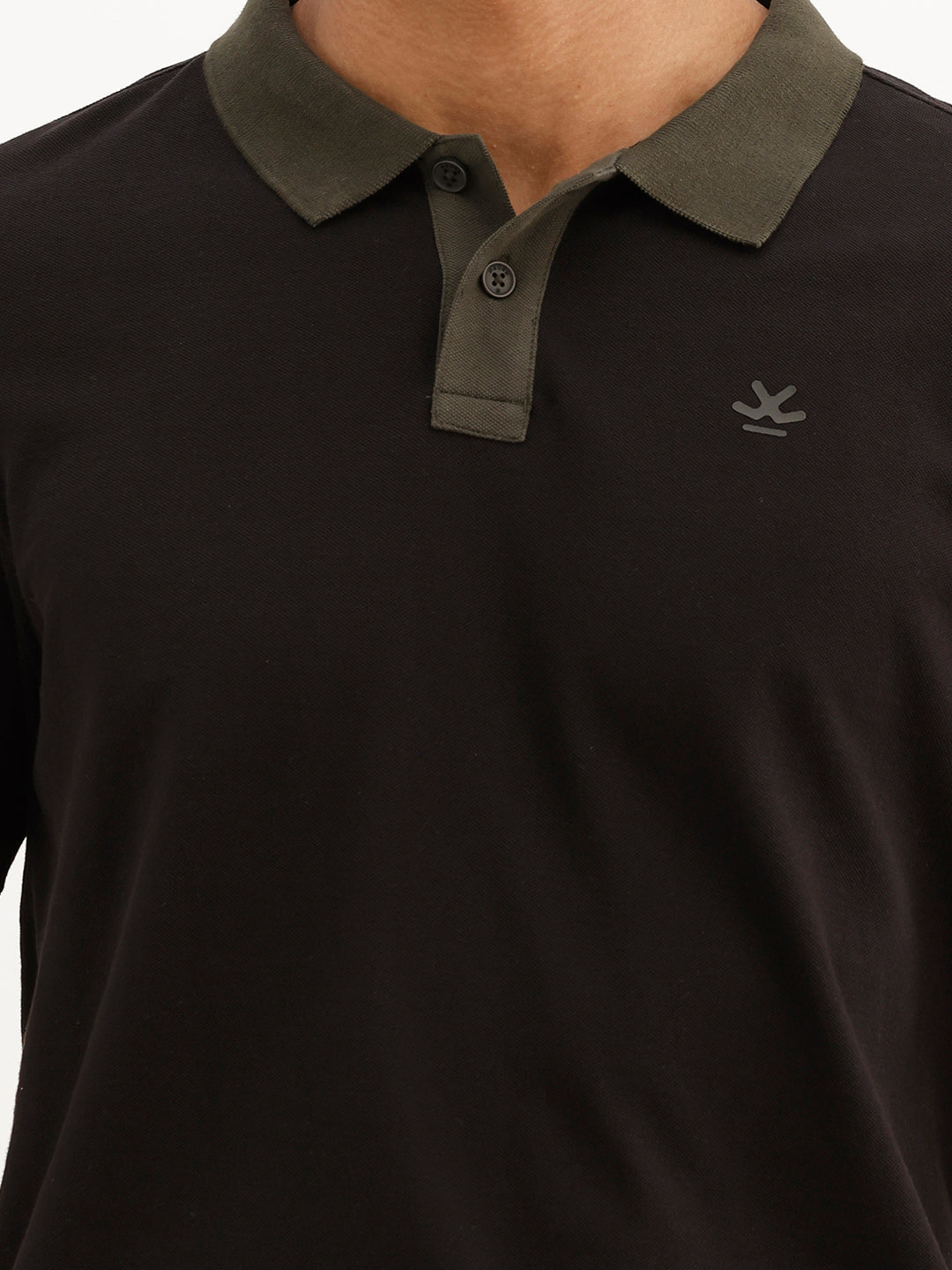 Slim Fit Contrast Sleeve Polo T-Shirt | Black