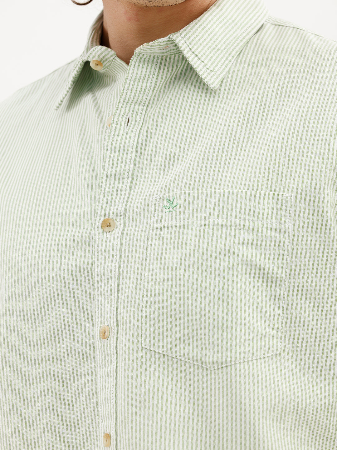 Regular Fit Striped Shirt | Light Green