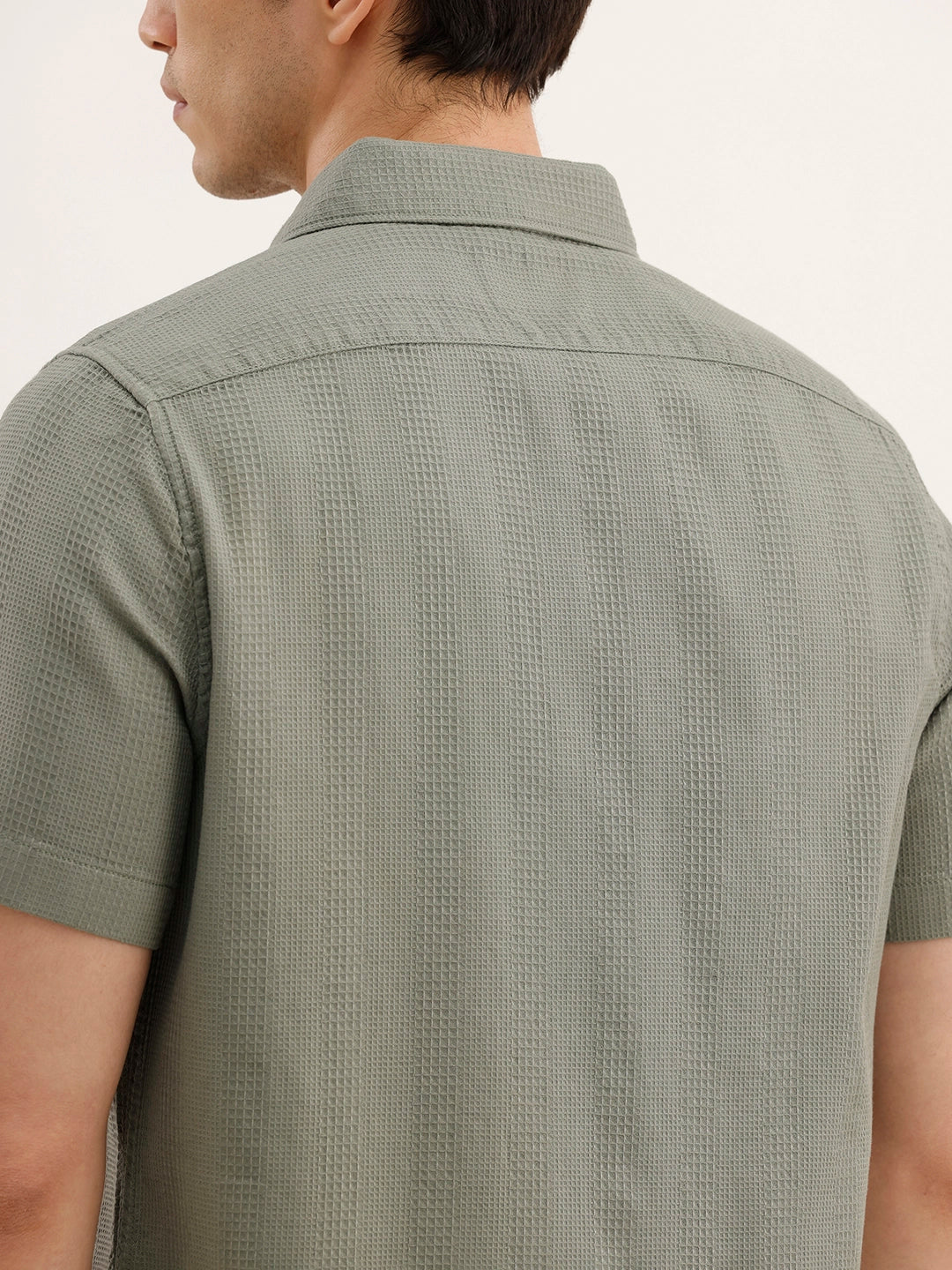 Regular Fit Textured Half Sleeved Shirt | Light Green