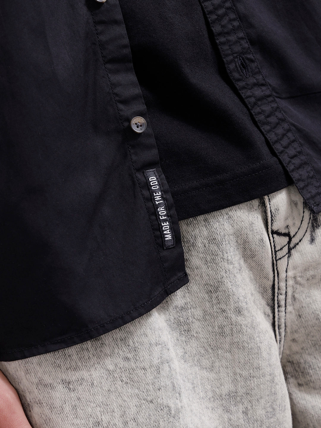 Solid Regular Fit Cotton Shirt | Black