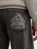 Anti Fit Embroidery Detail Denim Jeans | Black