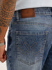 Straight Fit Washed Denim Cargo | Light Blue