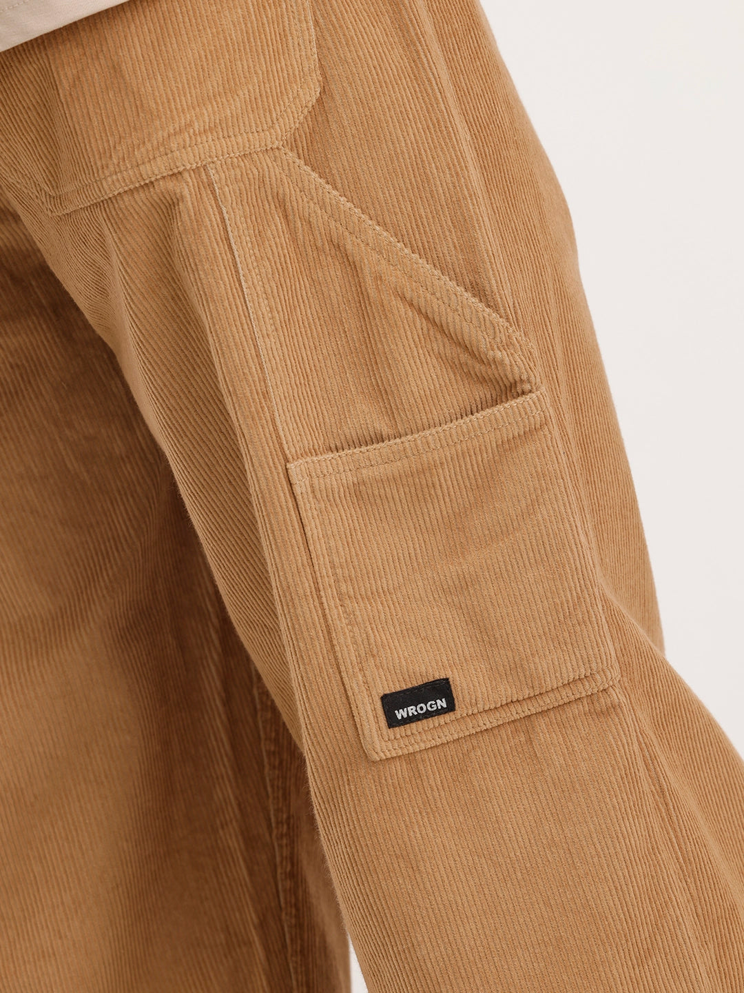 Loose Fit Corduroy Cargo Trouser | Khaki