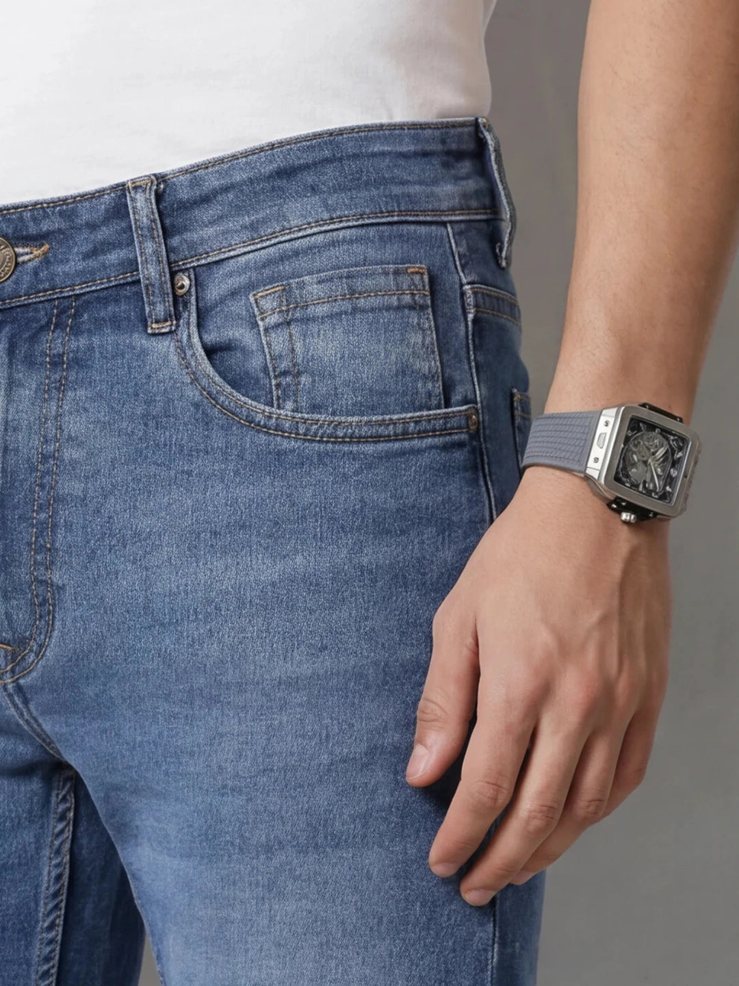Solid Slim Fit Denim Jeans | Light Blue
