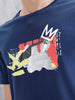 Graffiti Inspired Chest Graphic Slim Fit T-Shirt | Navy Blue