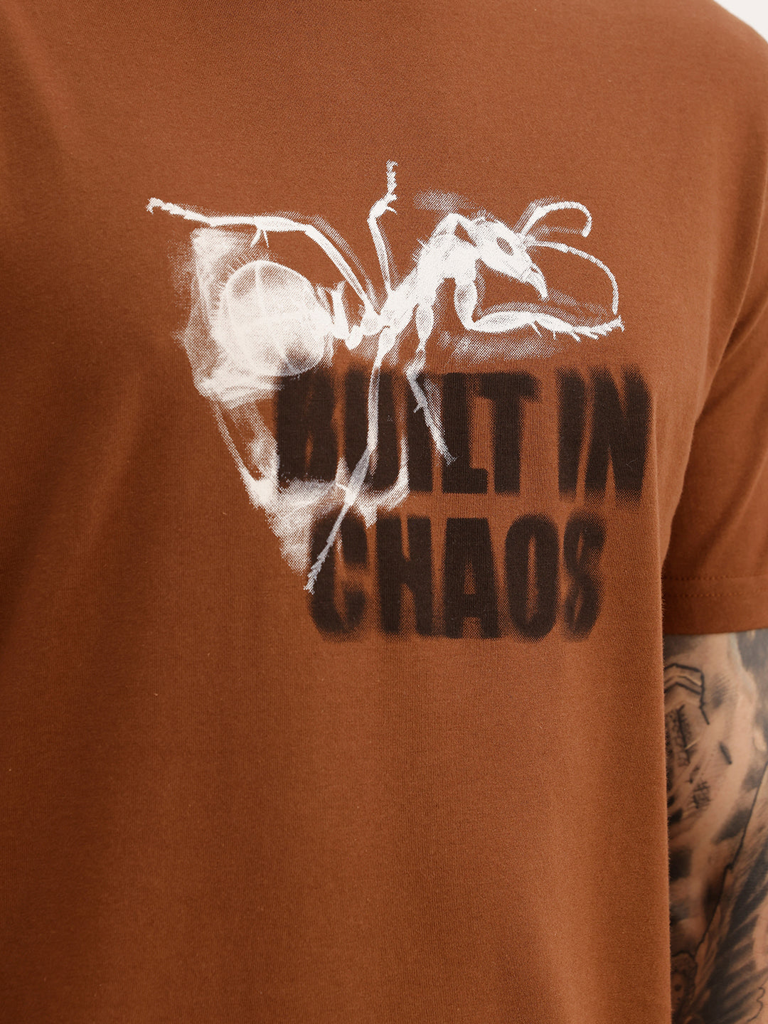 Slim Fit Placement Printed T-Shirt | Brown | WTS02HSSL1346S