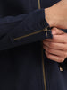 Slim Fit Solid Zipper Jacket | Navy Blue