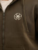 Classic Foil Printed Zipper Hooded Sweatshirt | Olive