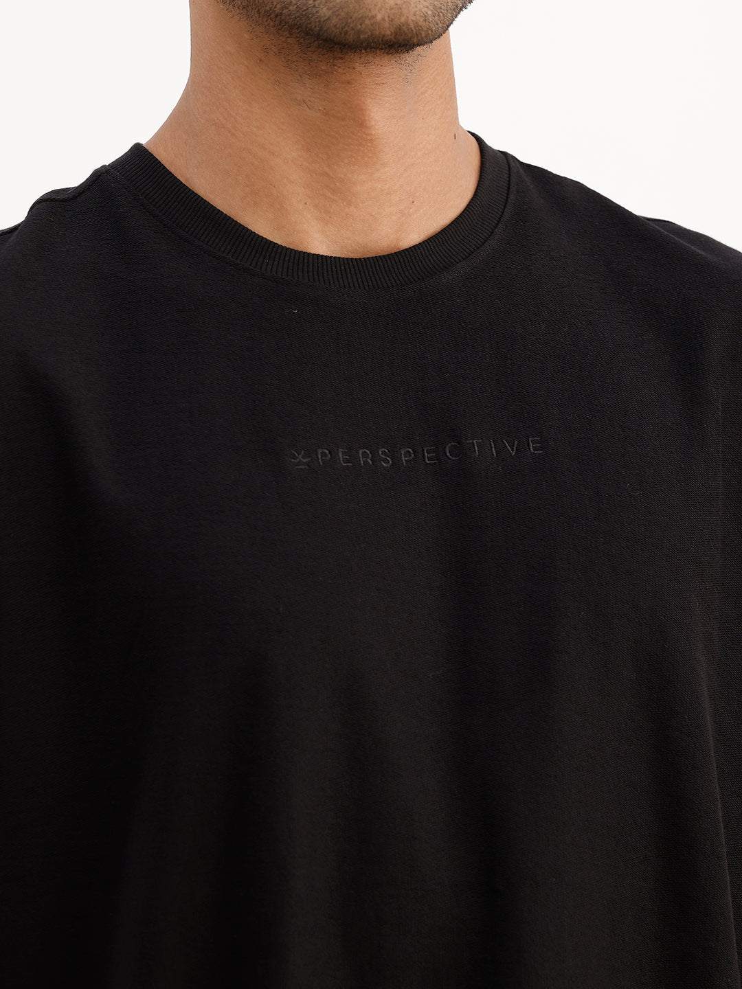 Oversized Fit Cut Off Sleeves T-Shirt | Black