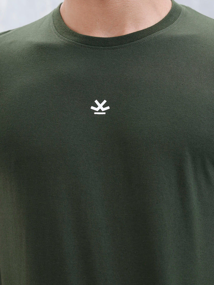 Men's Causal Regualr Fit Grpahic Printed T-Shirt | Olive