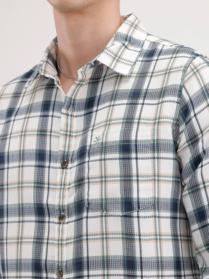 Regular Fit Checkered Shirt | White
