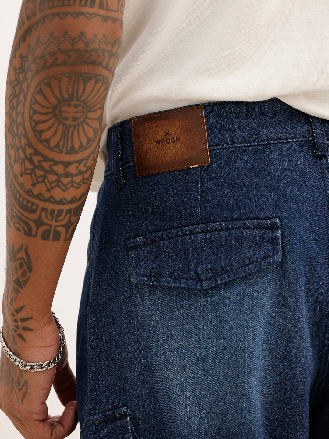 Faded Loose Fit Denim Cargo | Dark Blue