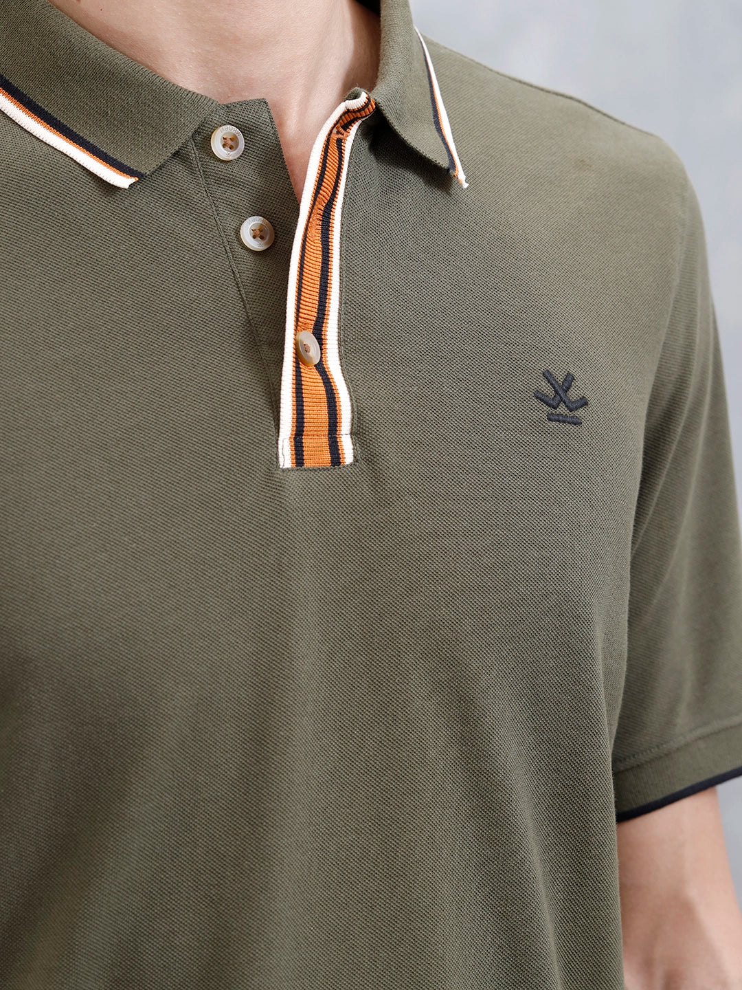 Polo T-Shirt With Contrast Trim Details | Olive