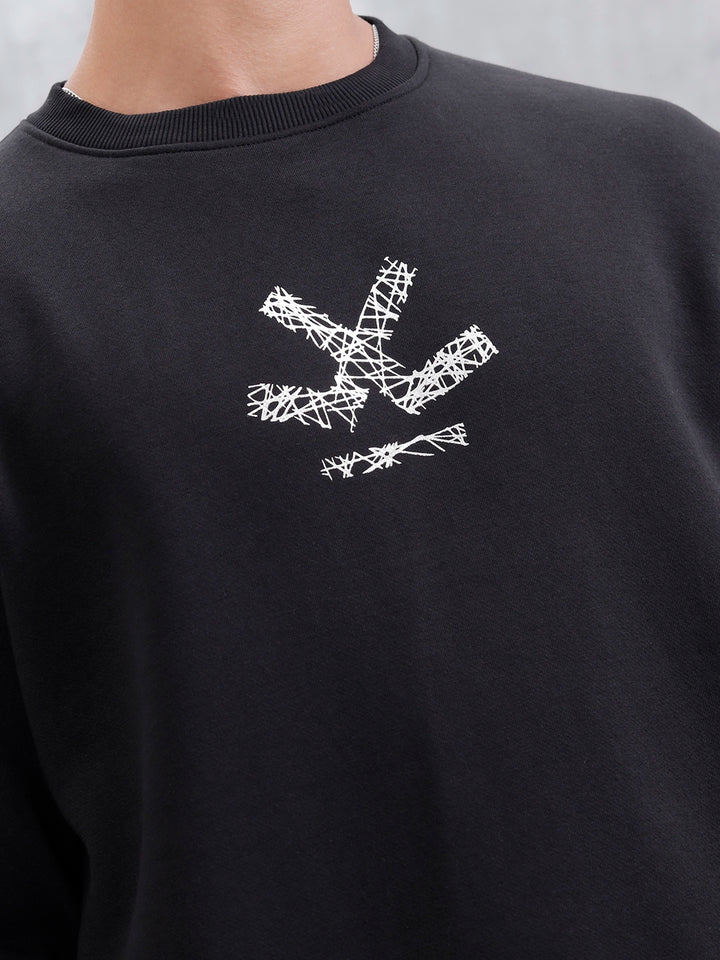 Men's Casual Branded Comfort Fit Sweatshirt  | Black