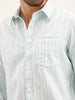 Textured Slim Fit Striped Shirt | Light Green