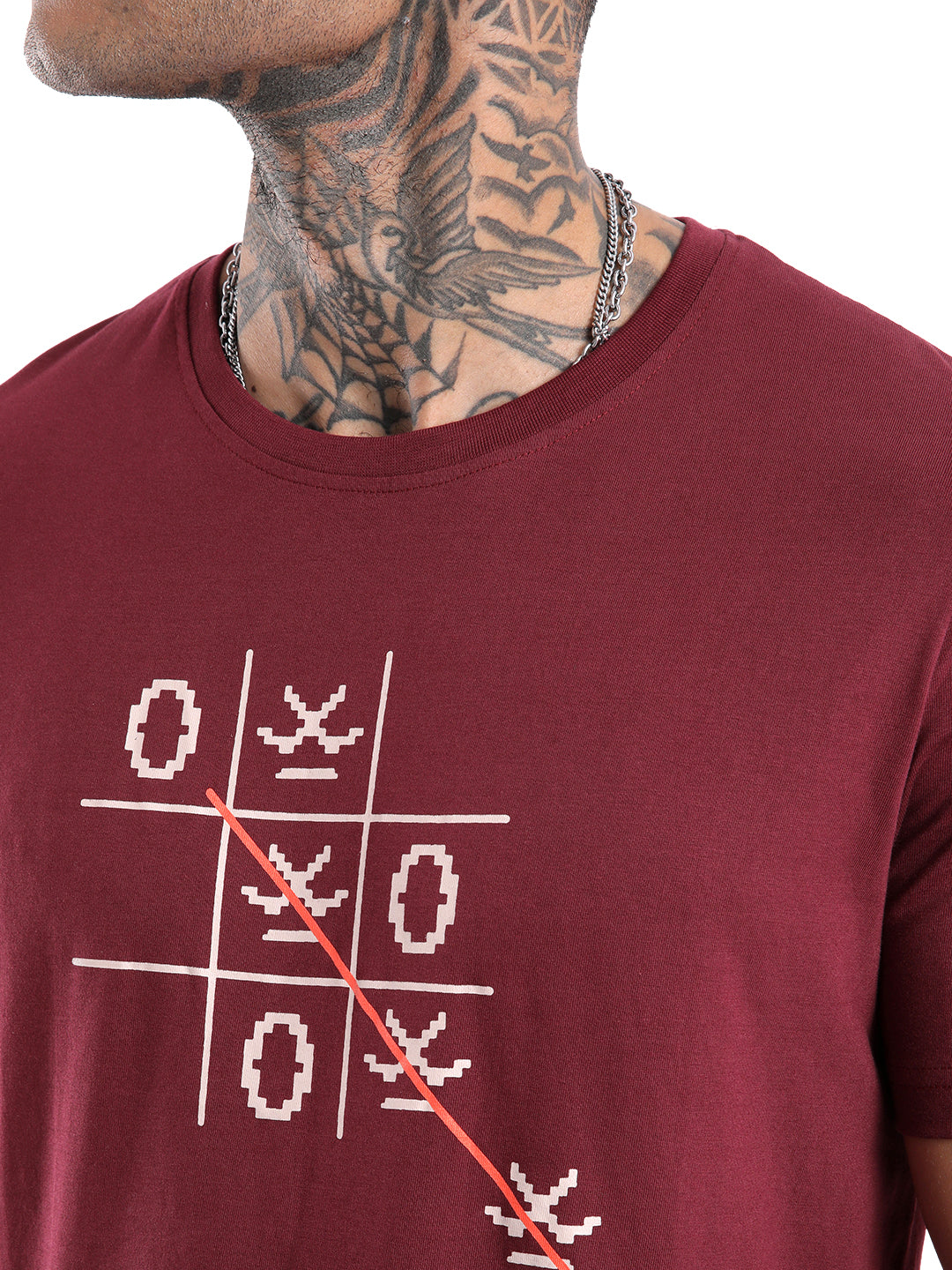 Noughts and Crosses Maroon Printed T-Shirt