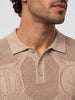 Classic Oversized Flatknit Polo T-Shirt | Brown
