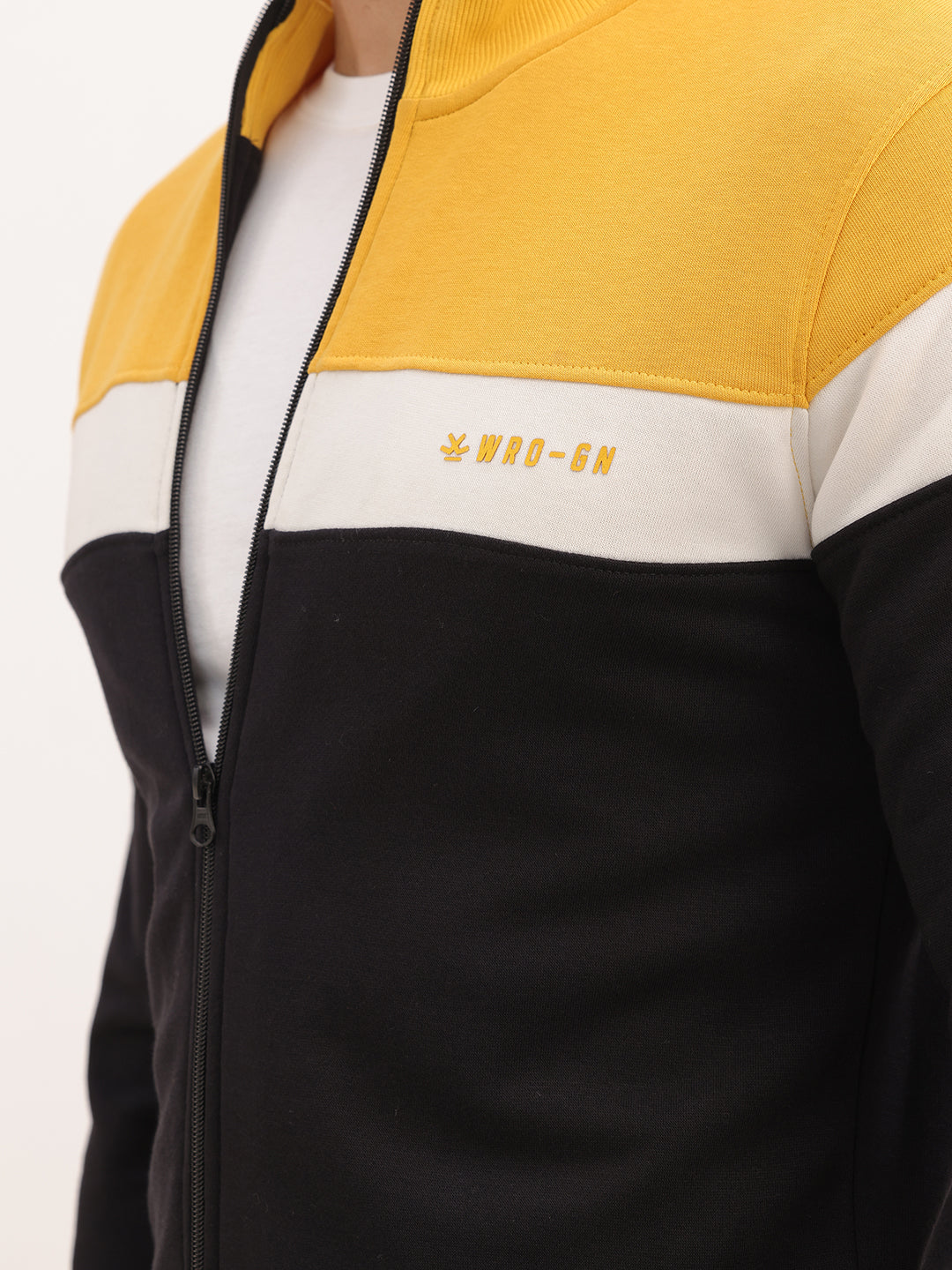 Slim Fit Colour Blocked Zipper Sweatshirt | Multicolor