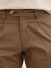 Solid Slim Fit Pleated Trouser | Olive