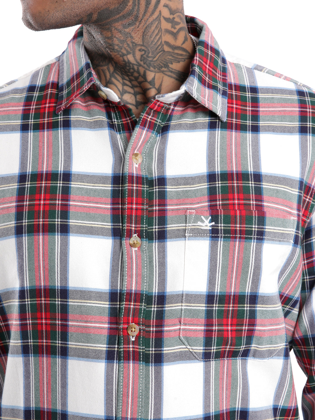 White Holiday Checked Shirt