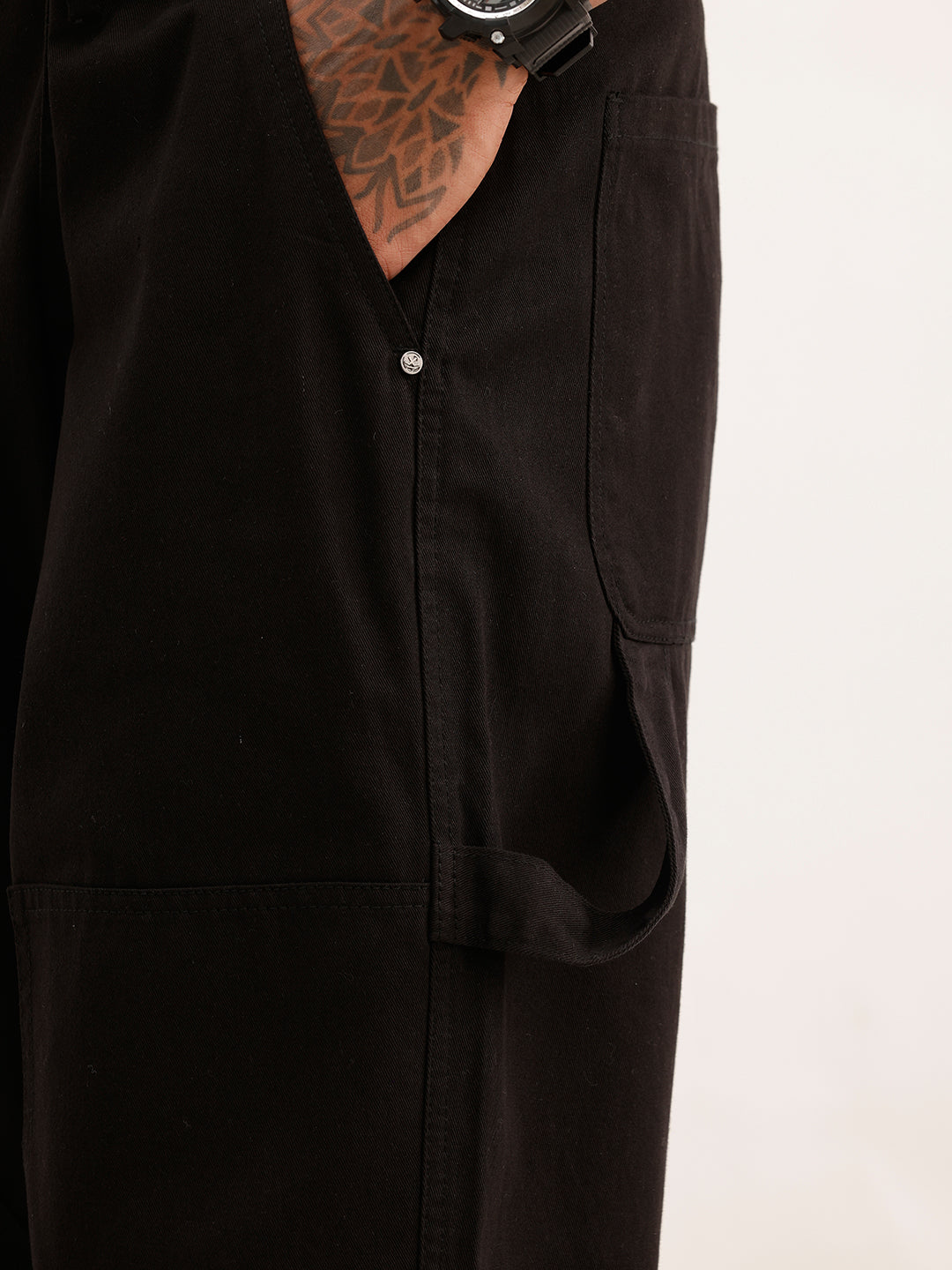 Carpenter Style Loose Fit Trouser | Black