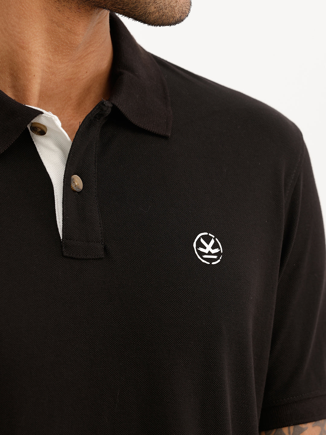 Solid Slim Fit Polo T-Shirt | Black