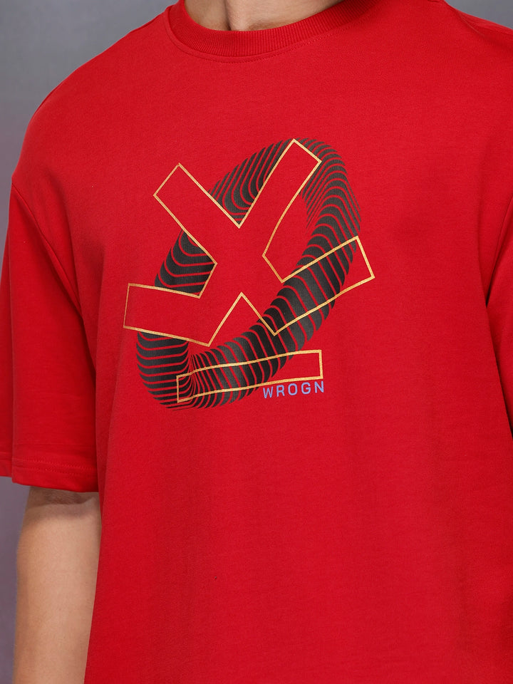 Men’s bold print oversize t-shirt | Red