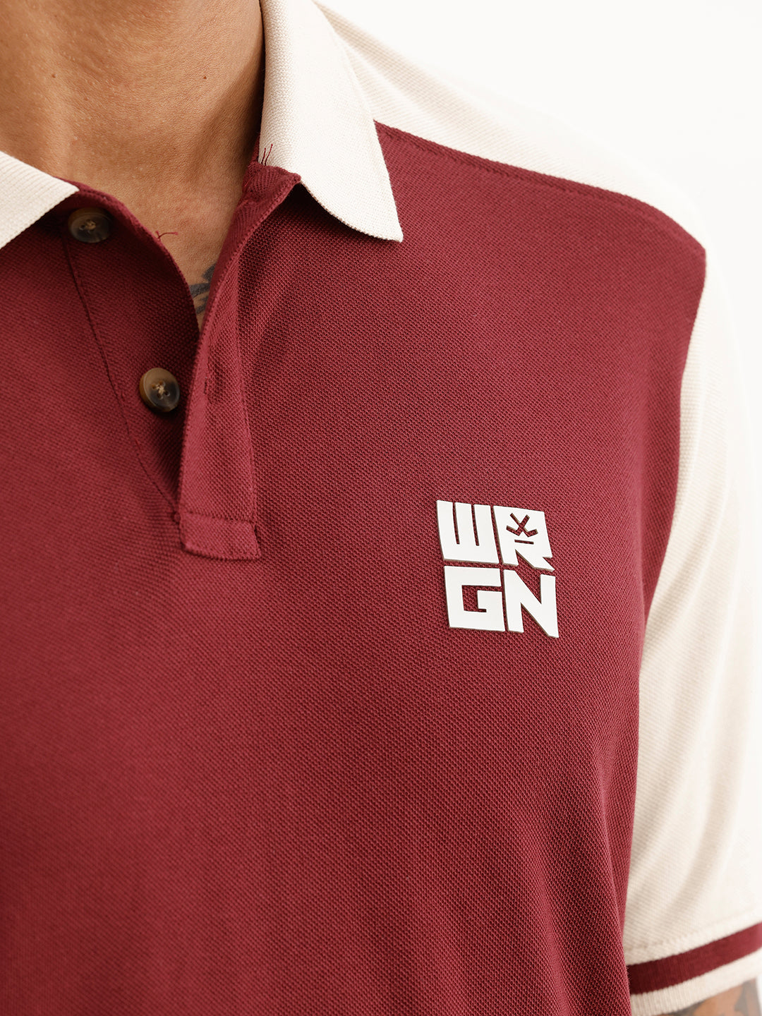 Classic Colour Block Polo T-Shirt | Beige