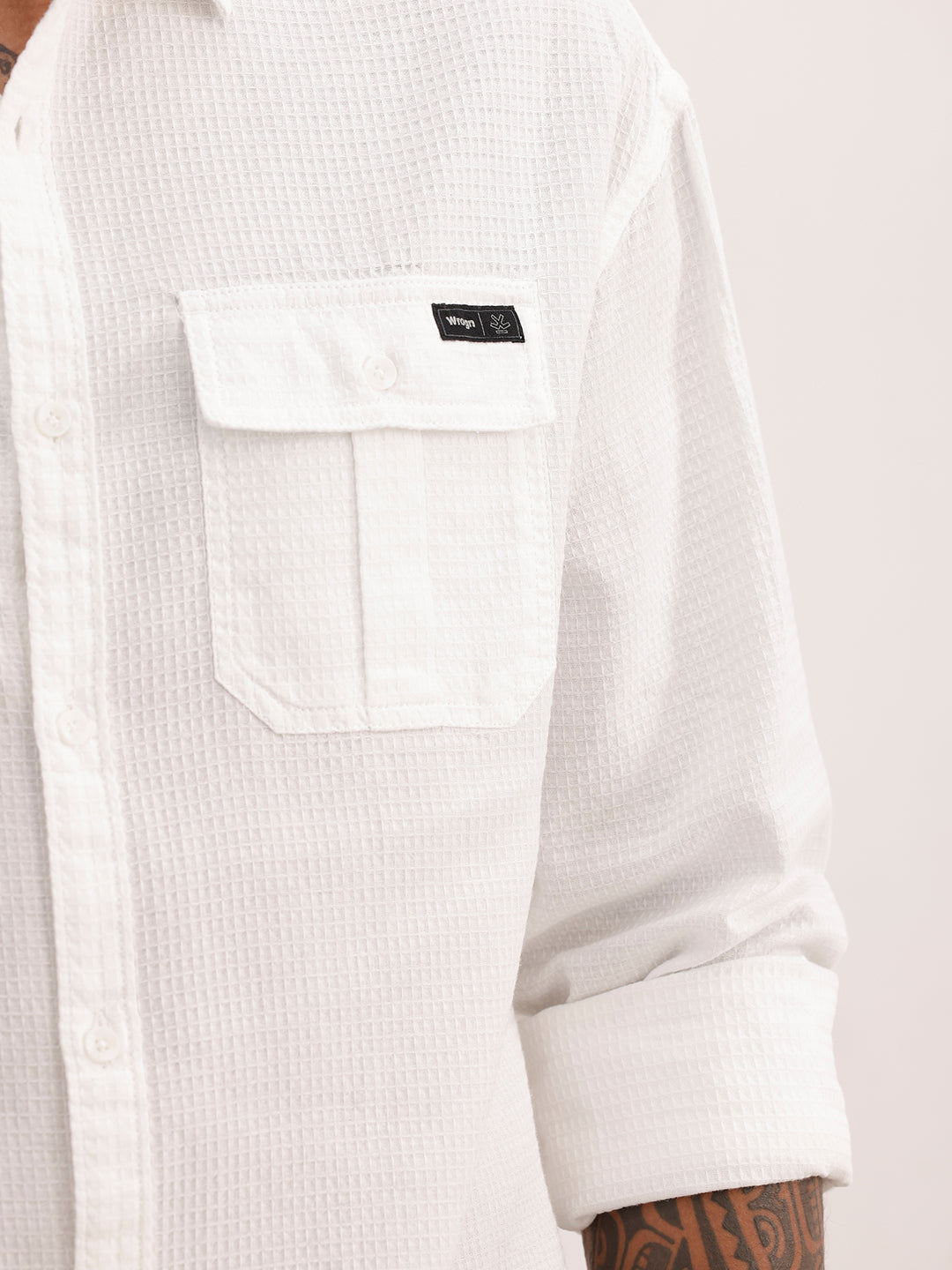Textured Double Pocket Shirt | White | WTSH0942M