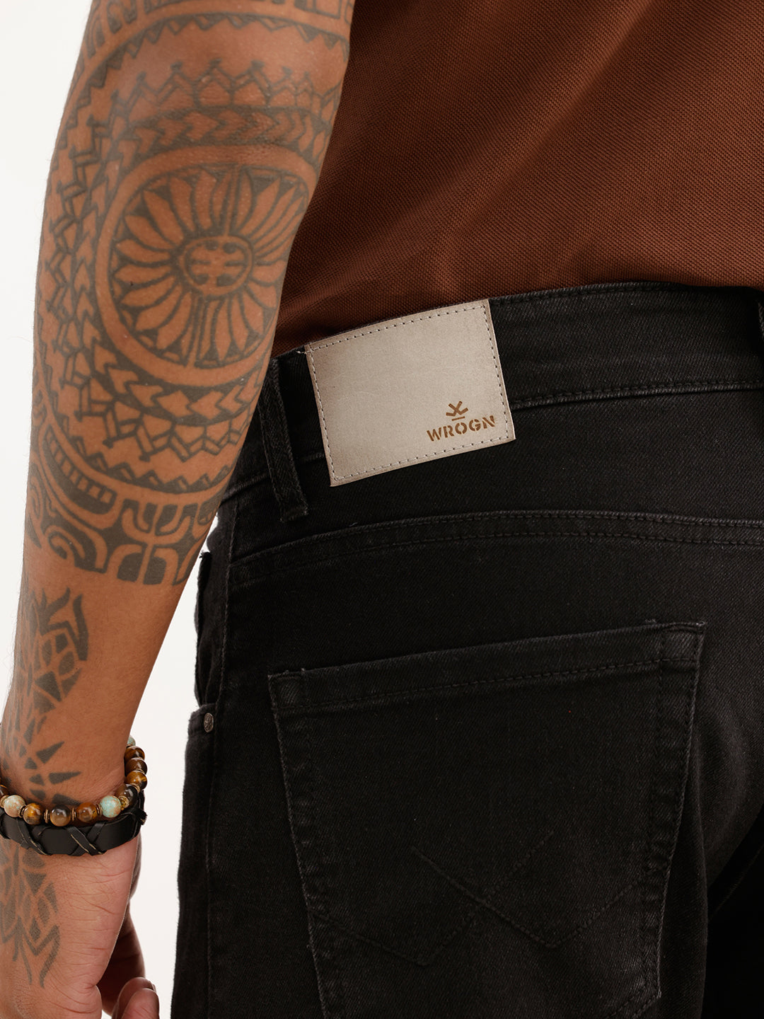 Solid Straight Fit Denim Jeans | Black