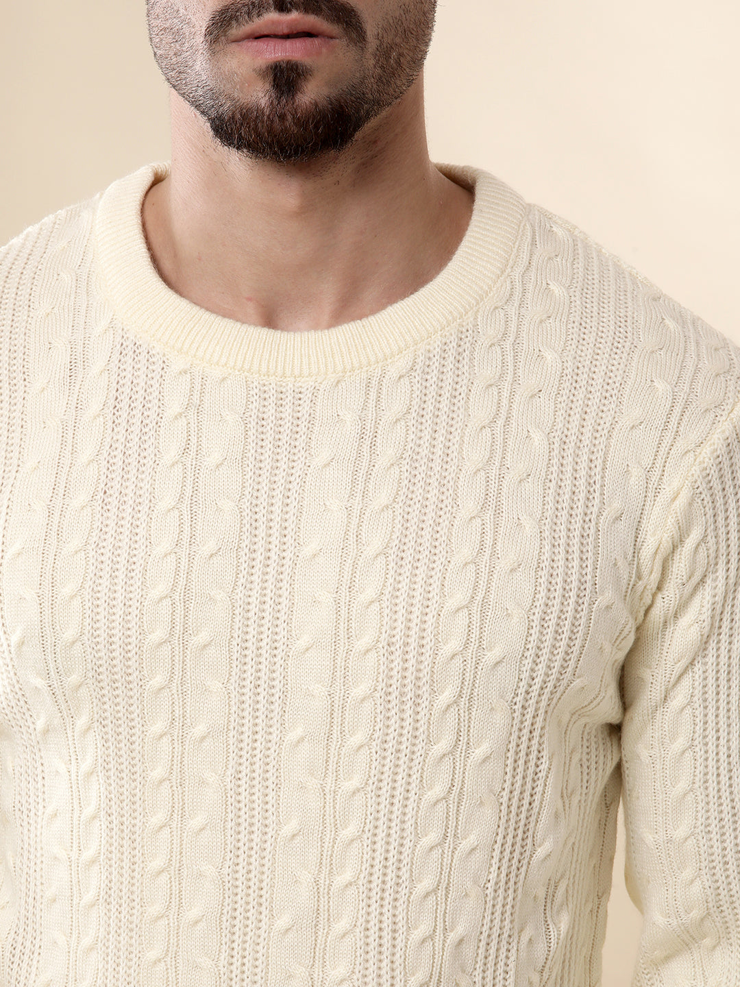 Knit White Crew Neck Sweater