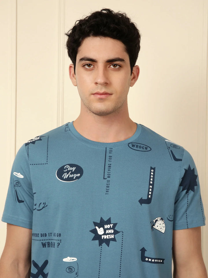 Wrogn Order AOP Blue T-Shirt