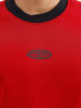 Solid Contrast Collar Placement Printed Sweatshirt | Red