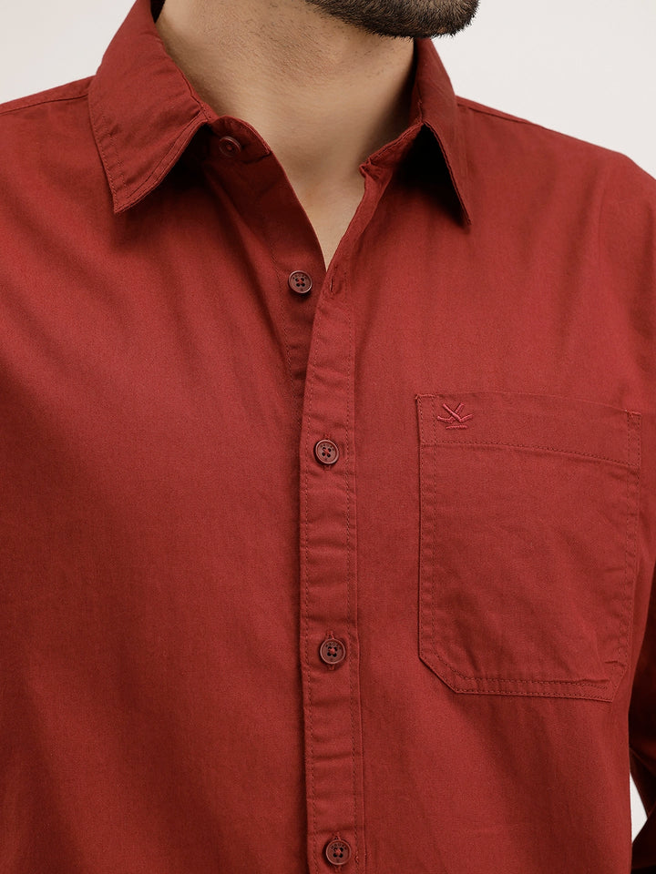 Solid Regular Fit Shirt | Maroon