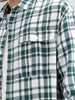 Checkered Pattern Double Pocket Oversized Fit Shirt | Green