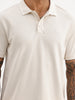 Solid Jacquard Collar Polo T-Shirt | Beige