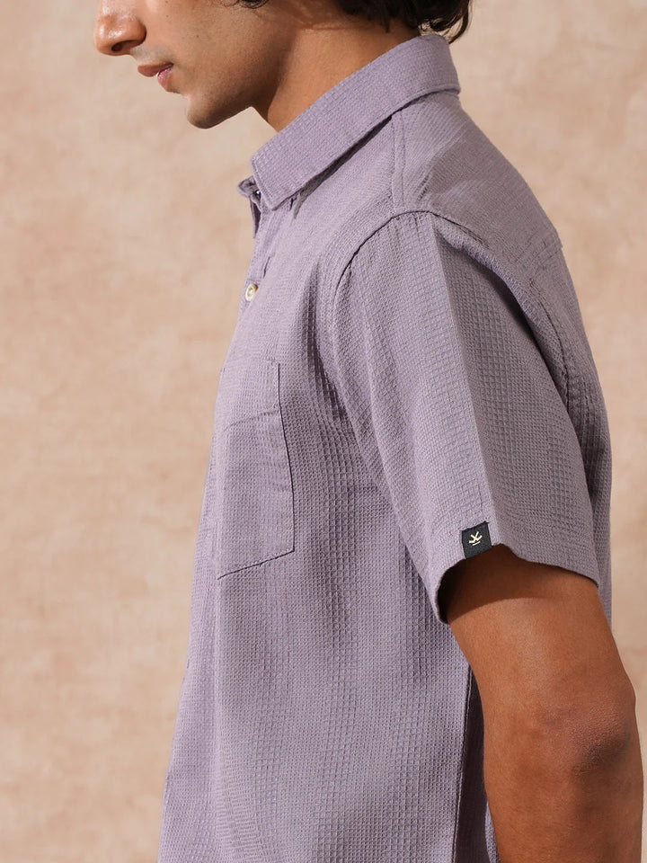 Waffle Textured Comfort Fit Shirt | Purple