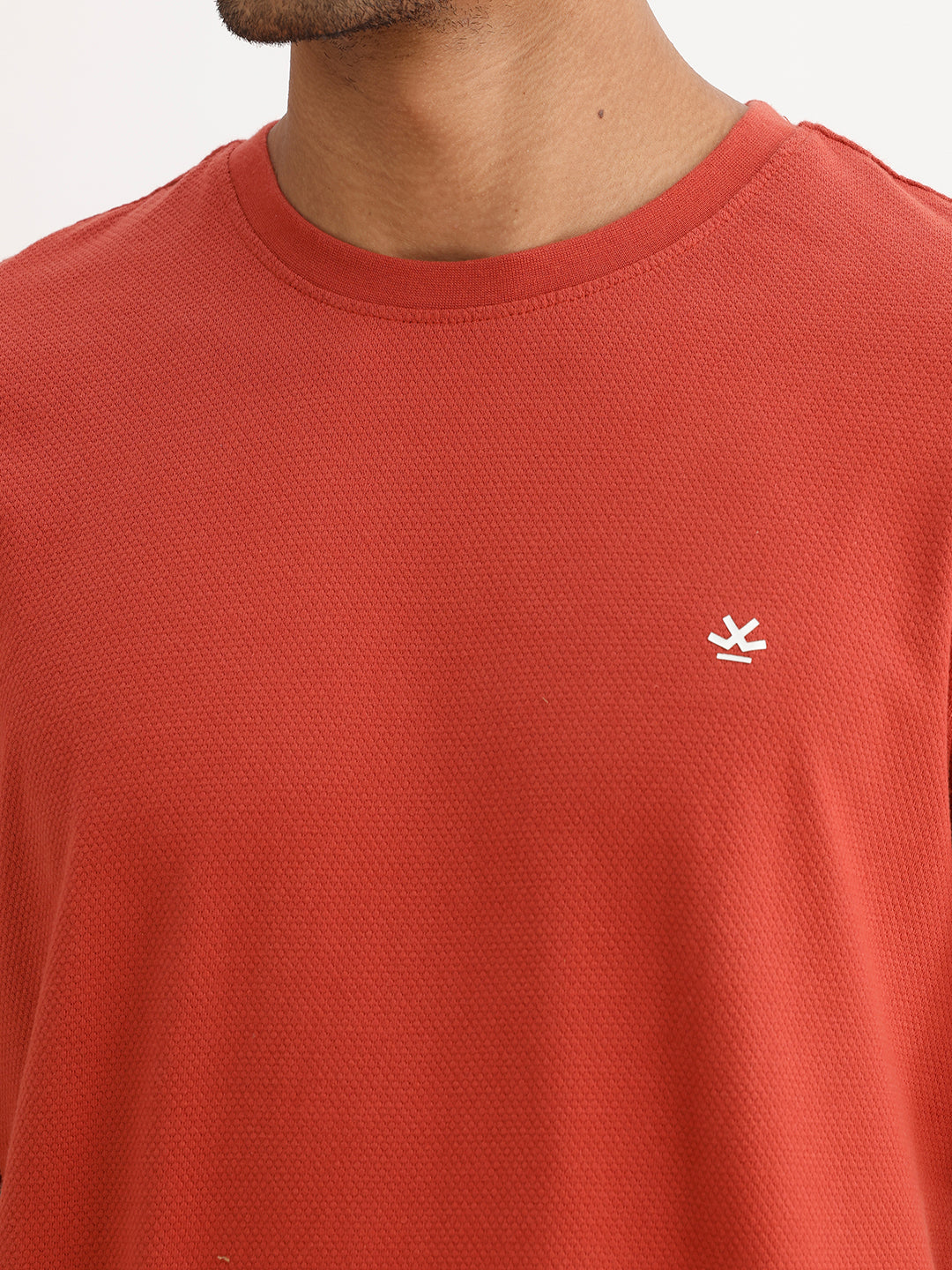 Solid Comfort Fit Textured T-Shirt | Rust