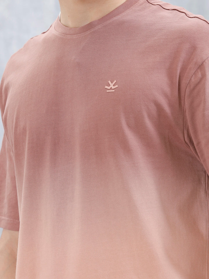 Ombre Dye Oversized Fit T-Shirt For Men | Brown