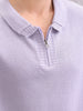 Knitted Pullover With Stylized Half Zip Polo Collar | Lavender