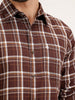 Regular Fit Textured Checkered Shirt | Dark Brown