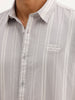 Slim Fit Striped Embroidered Detail Shirt | Grey
