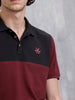 Cut & Sew Slim Fit Polo | Maroon/Black