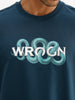 Oversized Placement Foil Printed T-Shirt | Dark Blue
