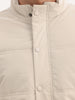 Solid Regular Fit Zipper Puffer Jacket | Beige