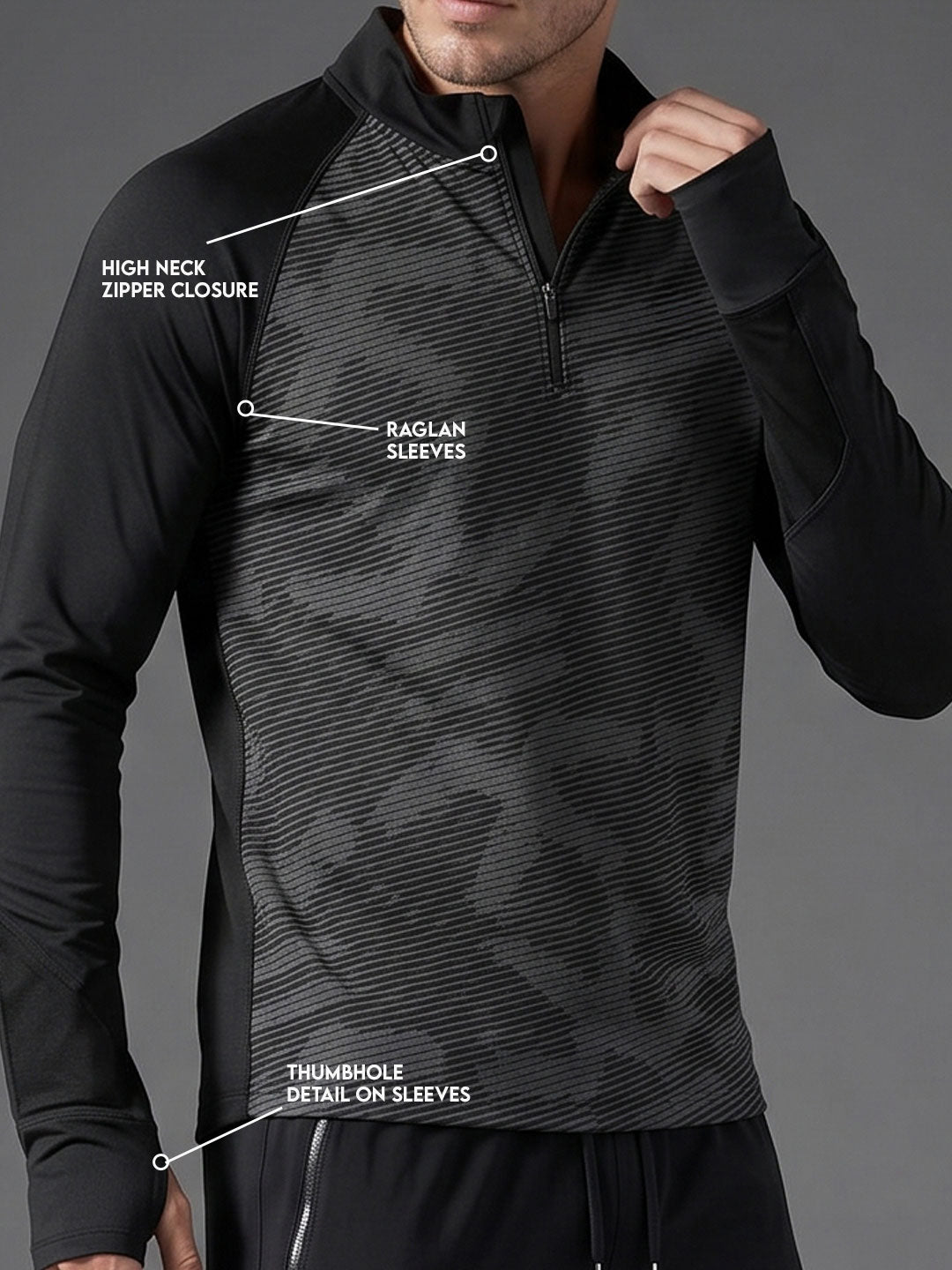 Quarter Zip Sweatshirt | Active |  Black