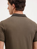 Classic Slim Fit Contrast Collar Polo T-Shirt  | Olive