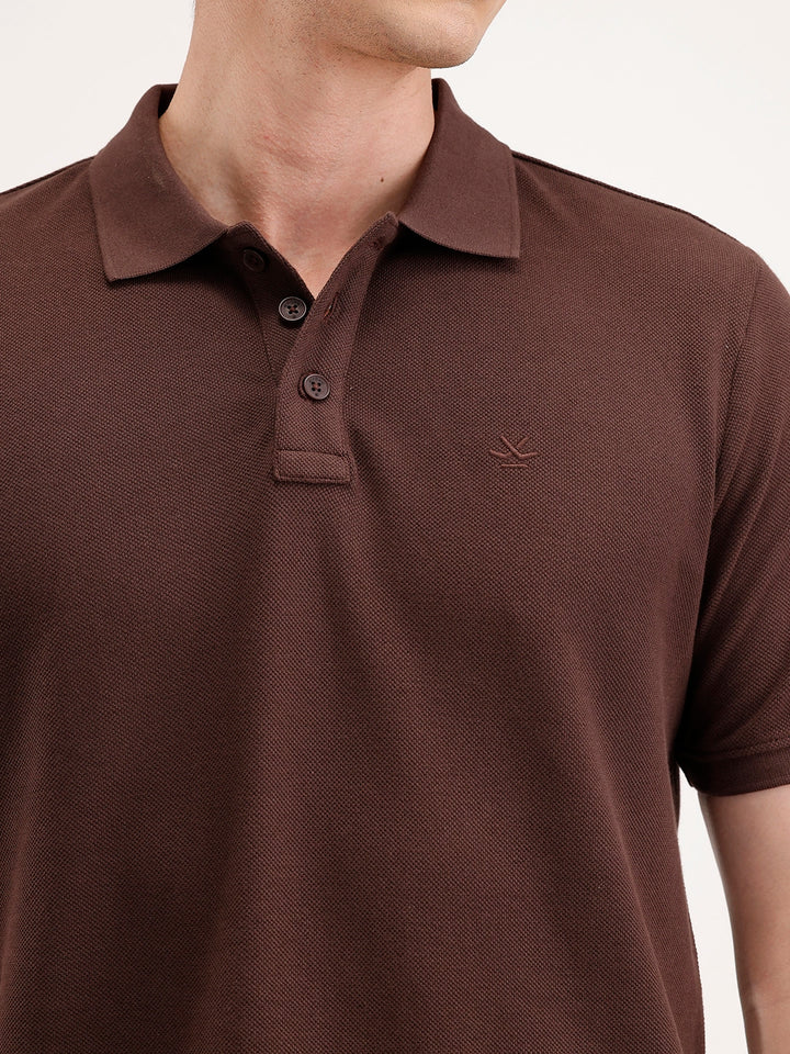 Solid Slim Fit Polo T-Shirt | Brown